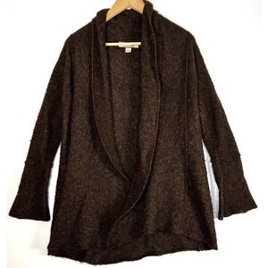 Beyond Threads Baby Alpaca Silk Cardigan Sweater Small Brown Shawl Collar Peru